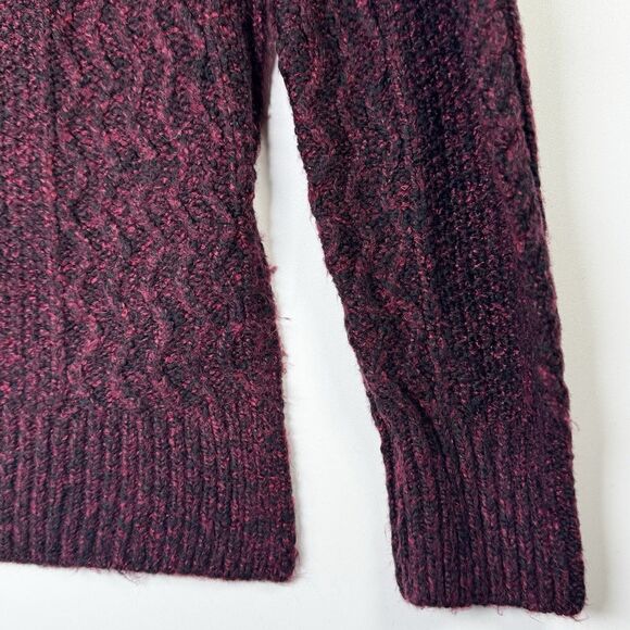 Sundance Womens Small Cable Knit Sweater Burgundy Red V Neck Cotton Blend Boho - Picture 6 of 10